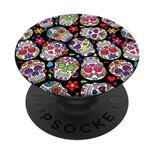 sugar skull day of the dead colorful flower halloween popsockets swappable popgrip