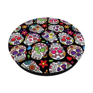 Sugar Skull Day Of The Dead Colorful Flower Halloween PopSockets Swappable PopGrip