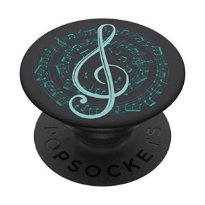 treble clef with spiral music notes popsockets popgrip: swappable grip for phones & tablets