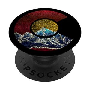 colorado flag mountain scene popsockets popgrip: swappable grip for phones & tablets