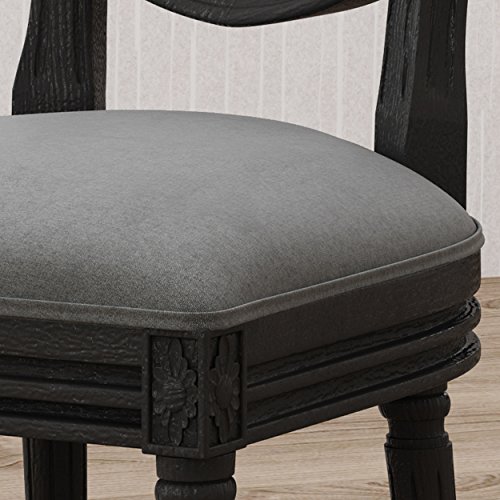 Christopher Knight Home Babbs Traditional Fabric Dining Chairs, Dark Gray, Grey