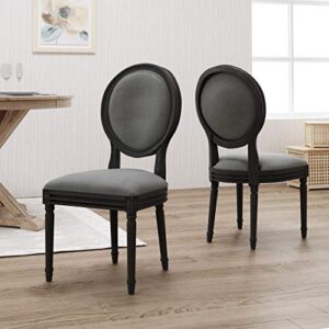 Christopher Knight Home Babbs Traditional Fabric Dining Chairs, Dark Gray, Grey