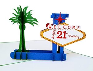 igifts and cards happy 21st birthday las vegas style 3d pop up greeting card - cute 21st birthay card, 21 year old birthday card, 21st birthday at sin city, celebration, congratulations, special days