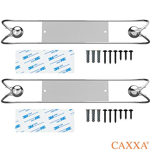 CAXXA Adhesive Under Cabinet Paper Towel Holder Dispenser with Screws for Kitchen Utility Room Laundry Pantry Chrome (2 Pack)