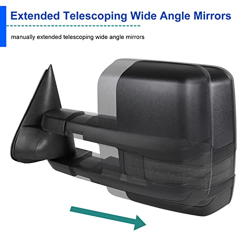 Spec-D Tuning Led Smoke Signal Power + Heated Towing Side Mirrors Compatible with GMC C/K 1988-1998, 92-99 Yukon Suburban