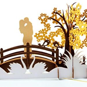 iGifts And Cards Happy 50th Anniversary 3D Pop Up Greeting Card - Marriage, Soulmates, Celebration, Memories, Half-Fold, Being Together, Celebrate a Milestone, Golden, Congratulations, Romantic, Love