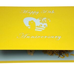 iGifts And Cards Happy 50th Anniversary 3D Pop Up Greeting Card - Marriage, Soulmates, Celebration, Memories, Half-Fold, Being Together, Celebrate a Milestone, Golden, Congratulations, Romantic, Love