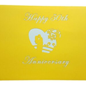 iGifts And Cards Happy 50th Anniversary 3D Pop Up Greeting Card - Marriage, Soulmates, Celebration, Memories, Half-Fold, Being Together, Celebrate a Milestone, Golden, Congratulations, Romantic, Love