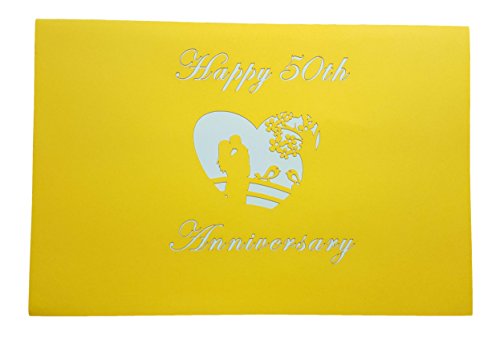 iGifts And Cards Happy 50th Anniversary 3D Pop Up Greeting Card - Marriage, Soulmates, Celebration, Memories, Half-Fold, Being Together, Celebrate a Milestone, Golden, Congratulations, Romantic, Love