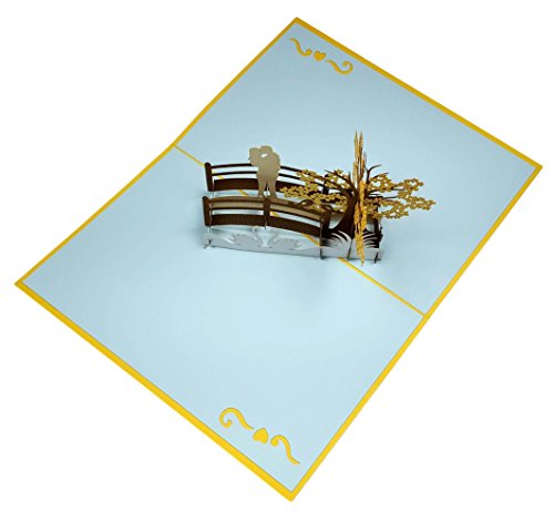 iGifts And Cards Happy 50th Anniversary 3D Pop Up Greeting Card - Marriage, Soulmates, Celebration, Memories, Half-Fold, Being Together, Celebrate a Milestone, Golden, Congratulations, Romantic, Love