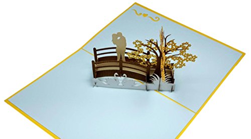 iGifts And Cards Happy 50th Anniversary 3D Pop Up Greeting Card - Marriage, Soulmates, Celebration, Memories, Half-Fold, Being Together, Celebrate a Milestone, Golden, Congratulations, Romantic, Love