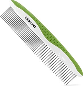 dog comb for removes tangles and knots - cat comb for removing matted fur - grooming tool with stainless steel teeth and non-slip grip handle - best pet hair comb for home grooming kit - ebook guide