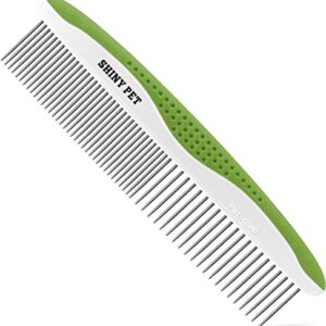 Dog Comb for Removes Tangles and Knots - Cat Comb for Removing Matted Fur - Grooming Tool with Stainless Steel Teeth and Non-Slip Grip Handle - Best Pet Hair Comb for Home Grooming Kit - Ebook Guide