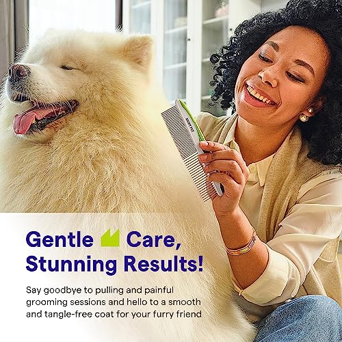 Dog Comb for Removes Tangles and Knots - Cat Comb for Removing Matted Fur - Grooming Tool with Stainless Steel Teeth and Non-Slip Grip Handle - Best Pet Hair Comb for Home Grooming Kit - Ebook Guide