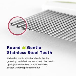 Dog Comb for Removes Tangles and Knots - Cat Comb for Removing Matted Fur - Grooming Tool with Stainless Steel Teeth and Non-Slip Grip Handle - Best Pet Hair Comb for Home Grooming Kit - Ebook Guide