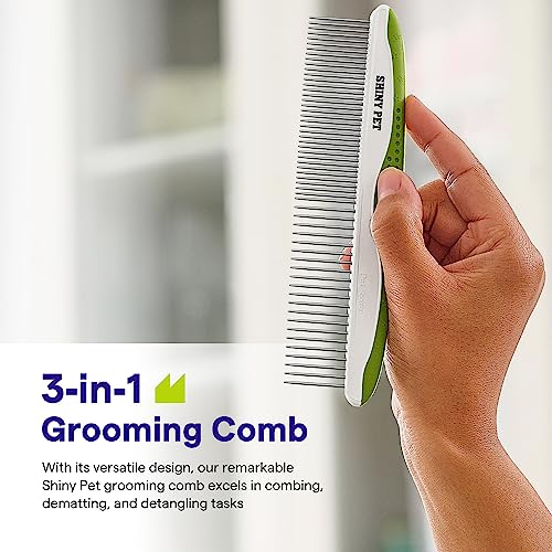 Dog Comb for Removes Tangles and Knots - Cat Comb for Removing Matted Fur - Grooming Tool with Stainless Steel Teeth and Non-Slip Grip Handle - Best Pet Hair Comb for Home Grooming Kit - Ebook Guide