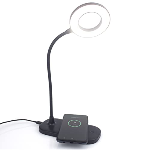 Newhouse Lighting Zlata Painted Black Plastic Tap or Touch Switch Dimmable and Adjustable Color Temperature Office Desk Lamp with 21 LEDs and USB Port