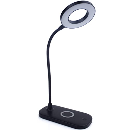 Newhouse Lighting Zlata Painted Black Plastic Tap or Touch Switch Dimmable and Adjustable Color Temperature Office Desk Lamp with 21 LEDs and USB Port