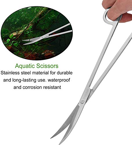 Aquarium Plant Scissor Tweezers Spatula Tool - Fish Tank Tool Kits Stainless Steel Aquatic Plants Aquascaping Tools Set for Fish Starter Kits & Aquariums Tank(5 in 1)