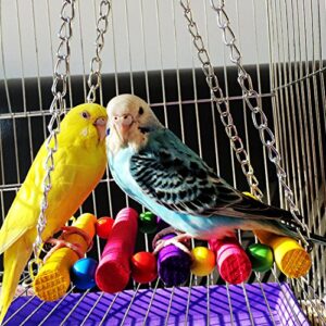 BWOGUE Bird Swing Toys with Bells Pet Parrot Cage Hammock Hanging Toy Perch for Budgie Love Birds Conures Small Parakeet Finches Cockatiels (5 Pack)