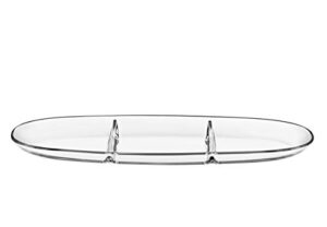 barski - european quality - glass - three sectional tray - platter - relish dish - 16" length - made in europe