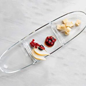 Barski - European Quality - Glass - Three Sectional Tray - Platter - Relish Dish - 16" Length - Made in Europe