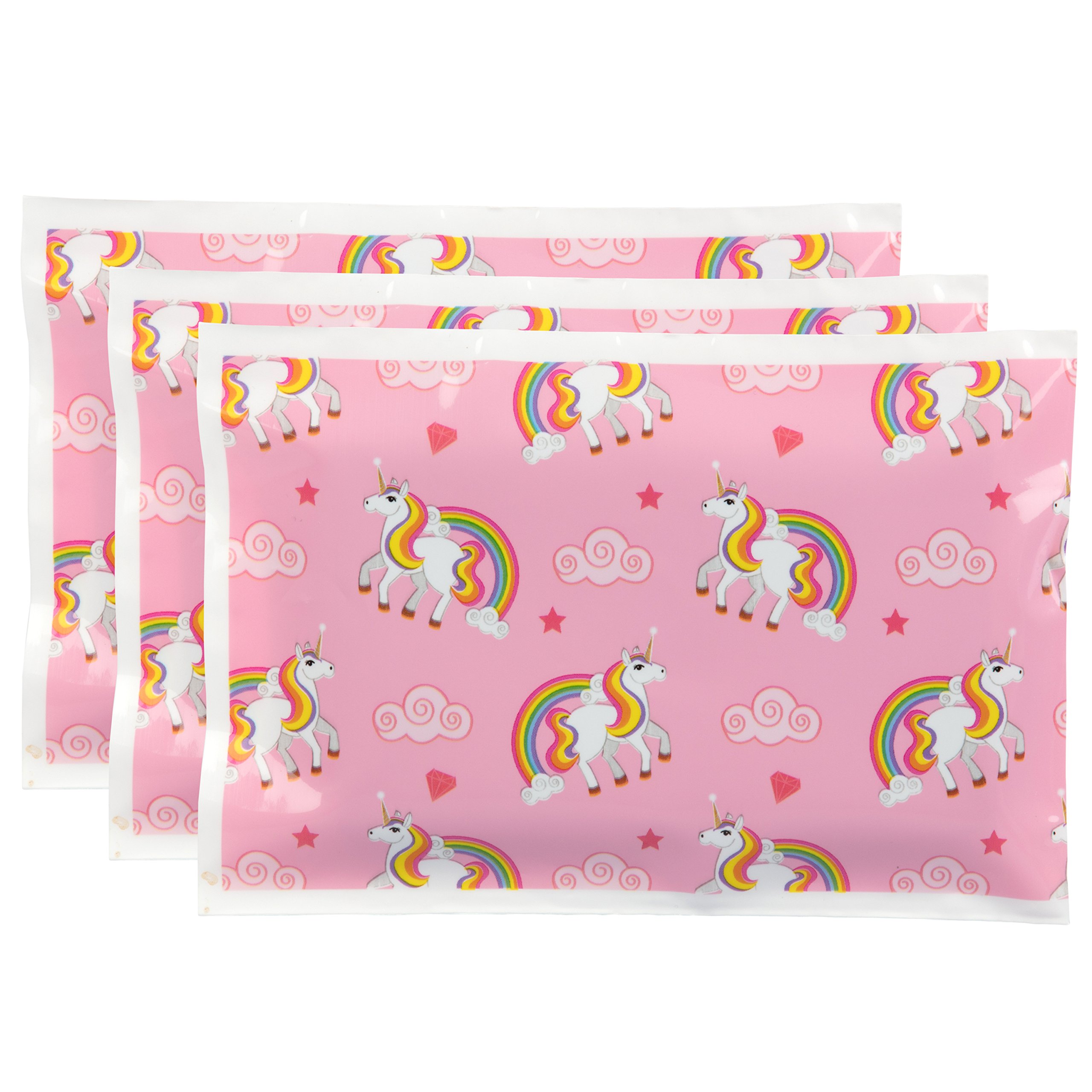 Bentology - Reuseable Ice Pack for Lunch Boxes (3 Pack) - (6" x 4.5") (Unicorn)