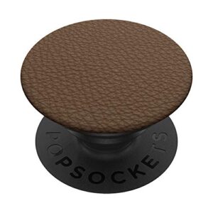 dark brown leather popsockets popgrip: swappable grip for phones & tablets
