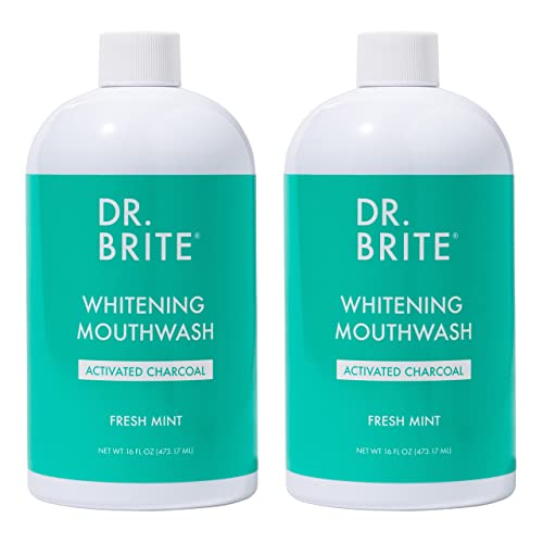 Dr. Brite Natural Whitening Vitamin C Mouthwash with Mint and Activated Coconut Charcoal (16 Fl Oz) (Pack of 2)