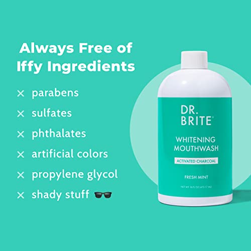 Dr. Brite Natural Whitening Vitamin C Mouthwash with Mint and Activated Coconut Charcoal (16 Fl Oz) (Pack of 2)