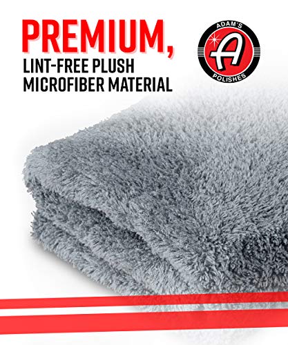 Adam's Borderless Grey Edgeless Microfiber Towel - Premium Quality 480gsm, 16 x 16 inches Plush Microfiber - Delicate Touch for The Most Delicate Surfaces (6 Pack)