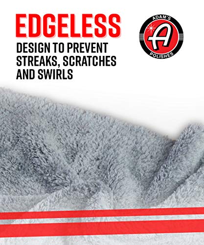 Adam's Borderless Grey Edgeless Microfiber Towel - Premium Quality 480gsm, 16 x 16 inches Plush Microfiber - Delicate Touch for The Most Delicate Surfaces (6 Pack)