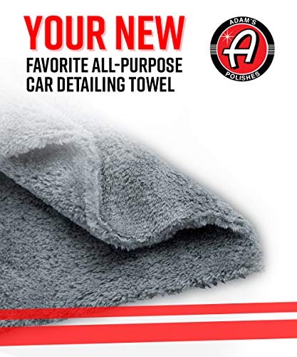 Adam's Borderless Grey Edgeless Microfiber Towel - Premium Quality 480gsm, 16 x 16 inches Plush Microfiber - Delicate Touch for The Most Delicate Surfaces (6 Pack)