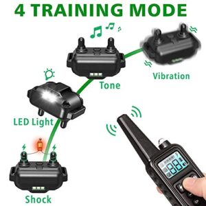 F-color Dog Training Collar 2600FT Dog Shock Collar for Large Medium Small Dogs Breed with 4 Modes Light Beep Vibration Shock Waterproof Rechargeable Shock Collar for 3 Dogs