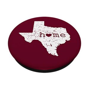 Texas Home Heart Distressed TX Map Maroon University Student PopSockets PopGrip: Swappable Grip for Phones & Tablets