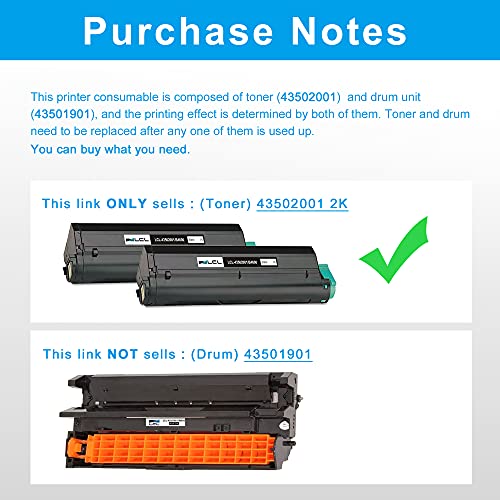 LCL Compatible Toner Cartridge Replacement for OKI 43502001 7000 Pages B4550 B4550n B4600 B4600n (2-Pack Black)