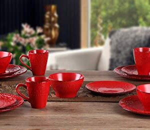Lorren Home Trends LH526 Dinnerware Set for Entertaining, One Size, Red