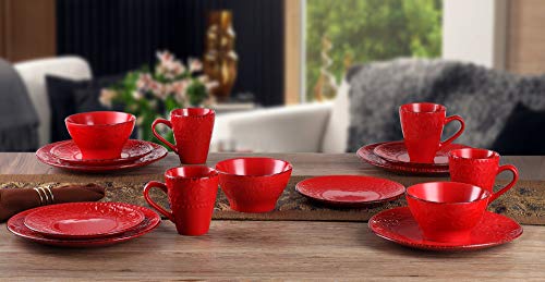 Lorren Home Trends LH526 Dinnerware Set for Entertaining, One Size, Red