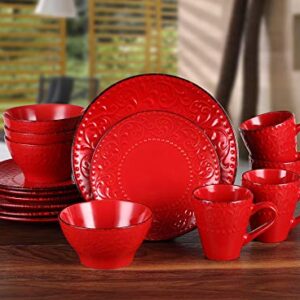 Lorren Home Trends LH526 Dinnerware Set for Entertaining, One Size, Red