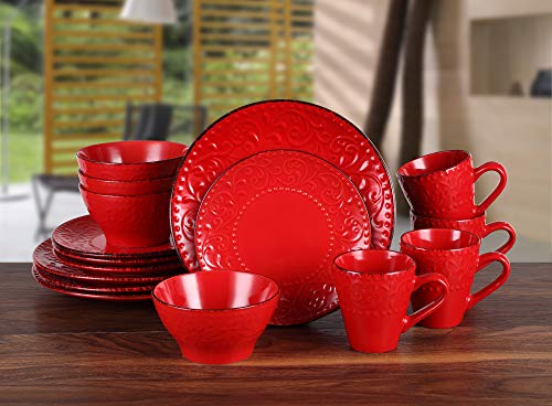 Lorren Home Trends LH526 Dinnerware Set for Entertaining, One Size, Red
