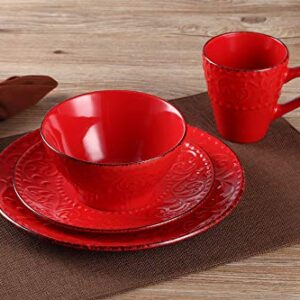 Lorren Home Trends LH526 Dinnerware Set for Entertaining, One Size, Red