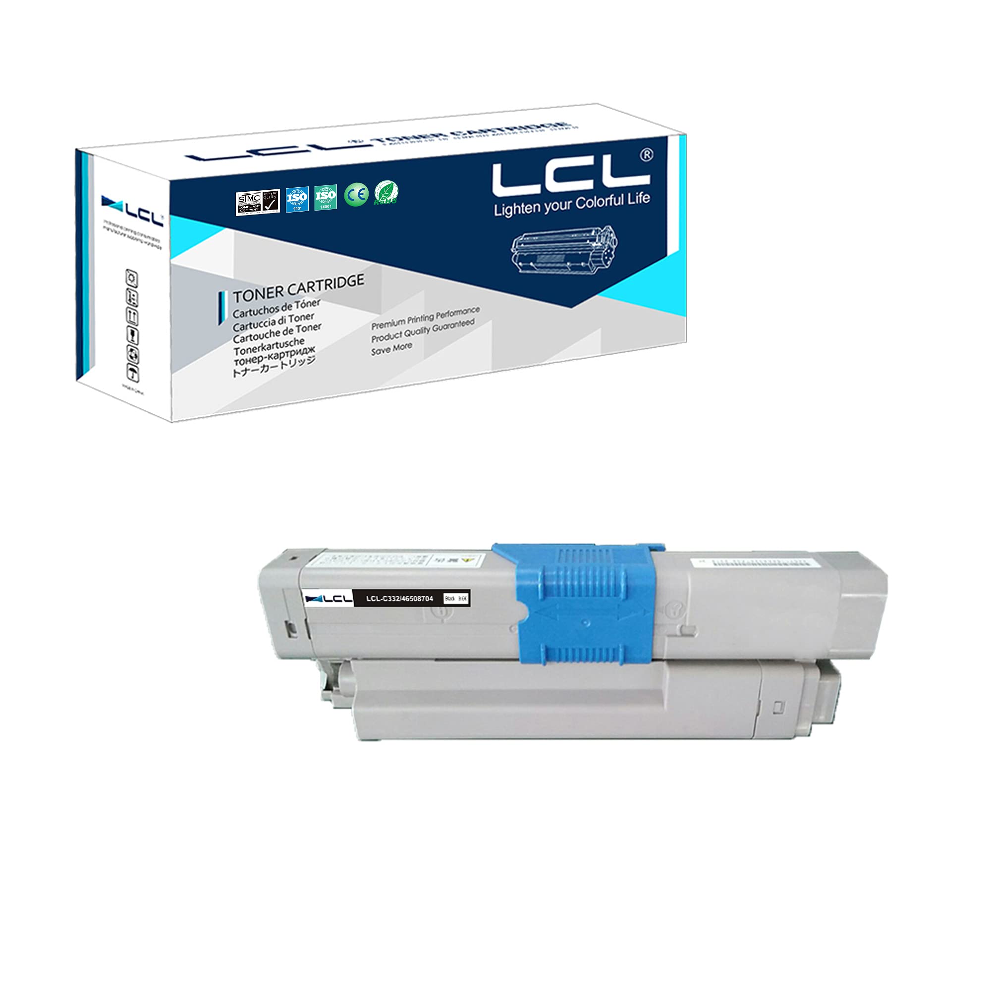 LCL Compatible Toner Cartridge Replacement for OKI C332dn C332 MC363dn 46508704 MC363 (1-Pack Black)