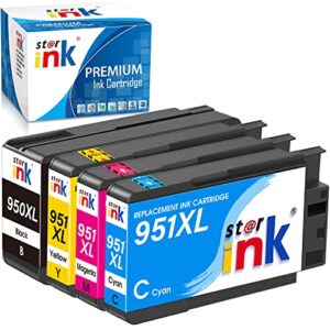 starink compatible 950xl 951xl combo ink cartridges replacement for hp 950 951 fit for officejet pro 8600 (plus) 8610 8620 8625 8630 8615 8100 8640 8660 printer(black cyan magenta yellow) 4-pack
