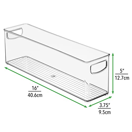 mDesign Plastic Kitchen Organizer - Storage Holder Bin with Handles for Pantry, Cupboard, Cabinet, Fridge/Freezer, Shelves, and Counter - Holds Canned Food, Snacks - Ligne Collection - 6 Pack - Clear