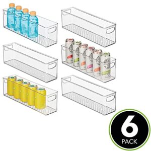 mDesign Plastic Kitchen Organizer - Storage Holder Bin with Handles for Pantry, Cupboard, Cabinet, Fridge/Freezer, Shelves, and Counter - Holds Canned Food, Snacks - Ligne Collection - 6 Pack - Clear
