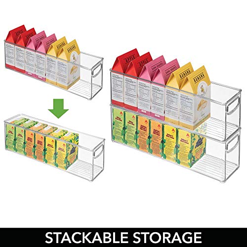 mDesign Plastic Kitchen Organizer - Storage Holder Bin with Handles for Pantry, Cupboard, Cabinet, Fridge/Freezer, Shelves, and Counter - Holds Canned Food, Snacks - Ligne Collection - 6 Pack - Clear