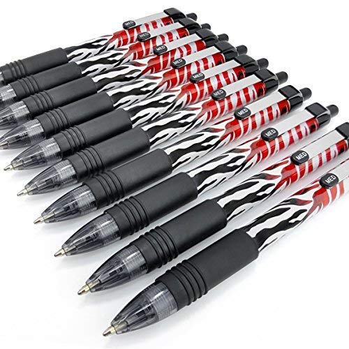 Zebra Z-Grip Smooth - Retractable Ballpoint Pen - Limited Edition Funky Flame Stripe Design - Pack of 10 - Black Ink