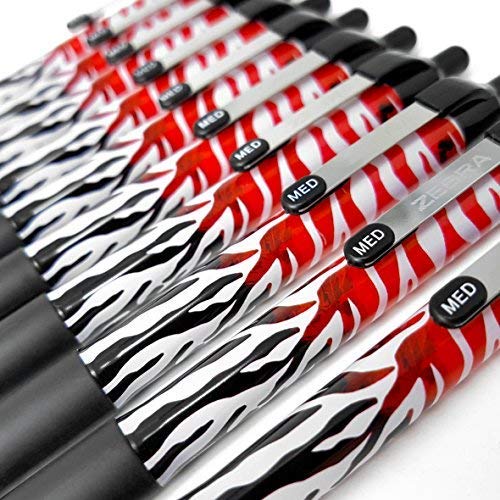 Zebra Z-Grip Smooth - Retractable Ballpoint Pen - Limited Edition Funky Flame Stripe Design - Pack of 10 - Black Ink