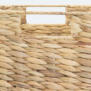 mDesign Woven Hyacinth Storage Bin Basket Organizer with Handles for Organizing Closet, Laundry, Home Office, Nursery, Kitchen, Bathroom Shelf - Holds Towels, Blankets, Books, 4 Pack - Natural/Tan