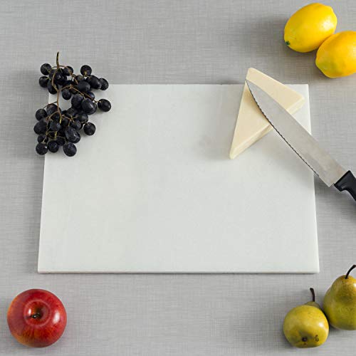 12" x 16" Natural Marble Chopping Board (White), By Home Basics | Cutting Boards For Kitchen | Kitchen Serving Boards With Non-Skid Feet | For Veggies, Meats, and Dough Preparation